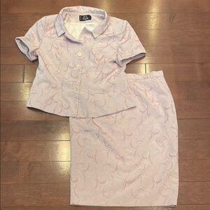 Light Purple Textured Skirt Suit Set